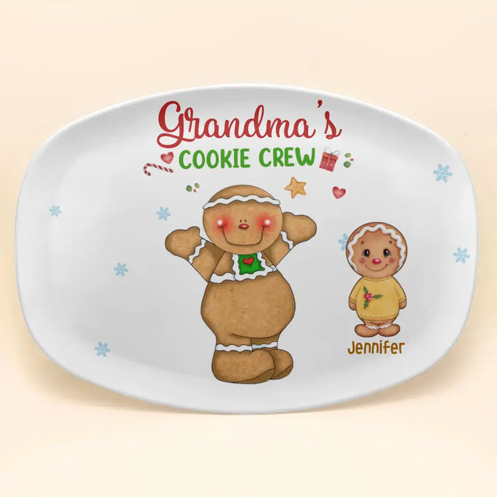 Grandma's Cookie Crew - Personalized Custom Platter - Christmas, Mother's Day Gift For Grandma, Mom, Family Members