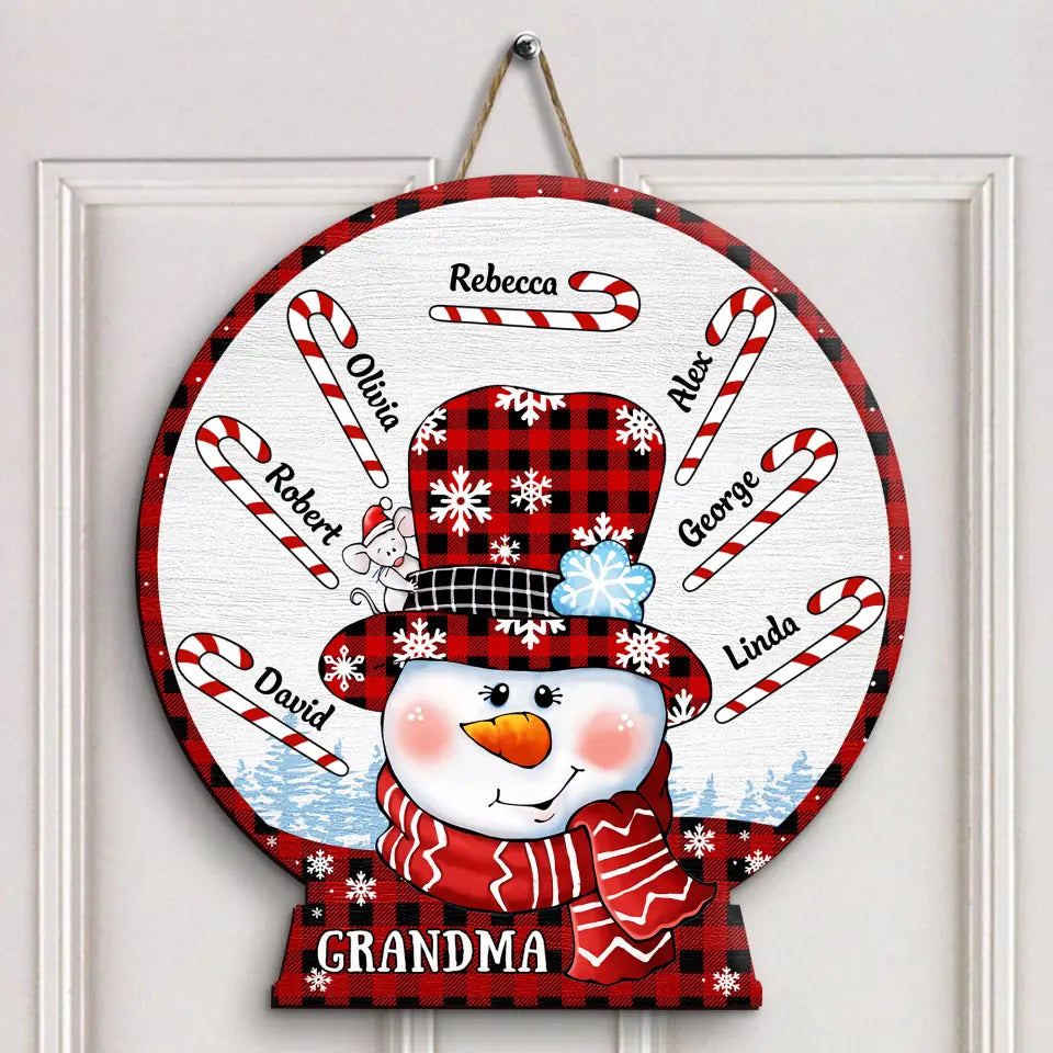 Grandma's Sweethearts - Personalized Custom Door Sign - Christmas Gift For Grandma, Family Members