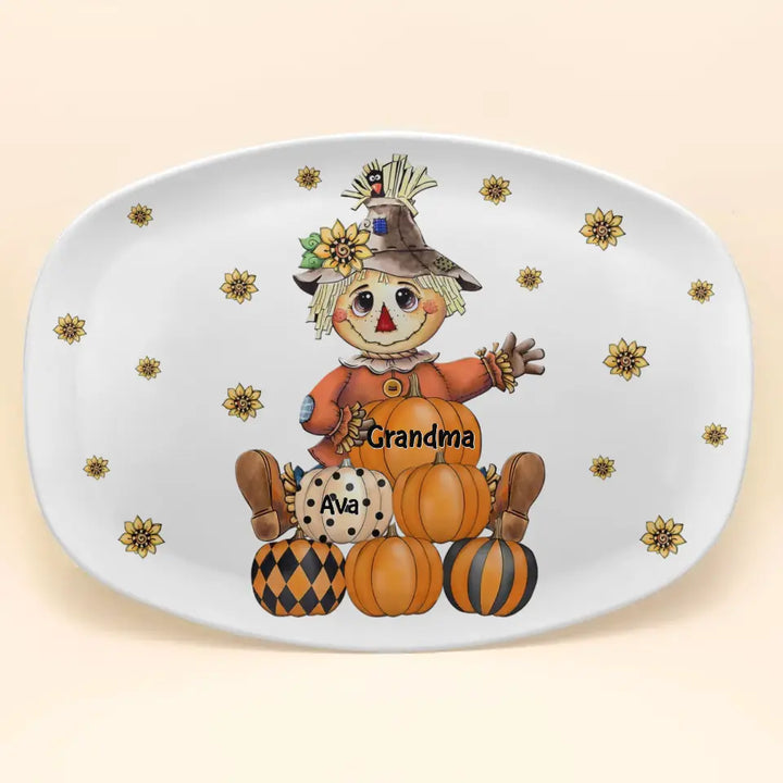 Grandma Fall Pumpkin - Personalized Custom Platter - Fall, Halloween Gift For Grandma, Mom, Family Members