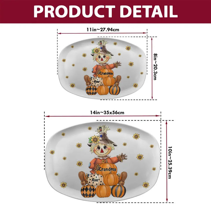 Grandma Fall Pumpkin - Personalized Custom Platter - Fall, Halloween Gift For Grandma, Mom, Family Members