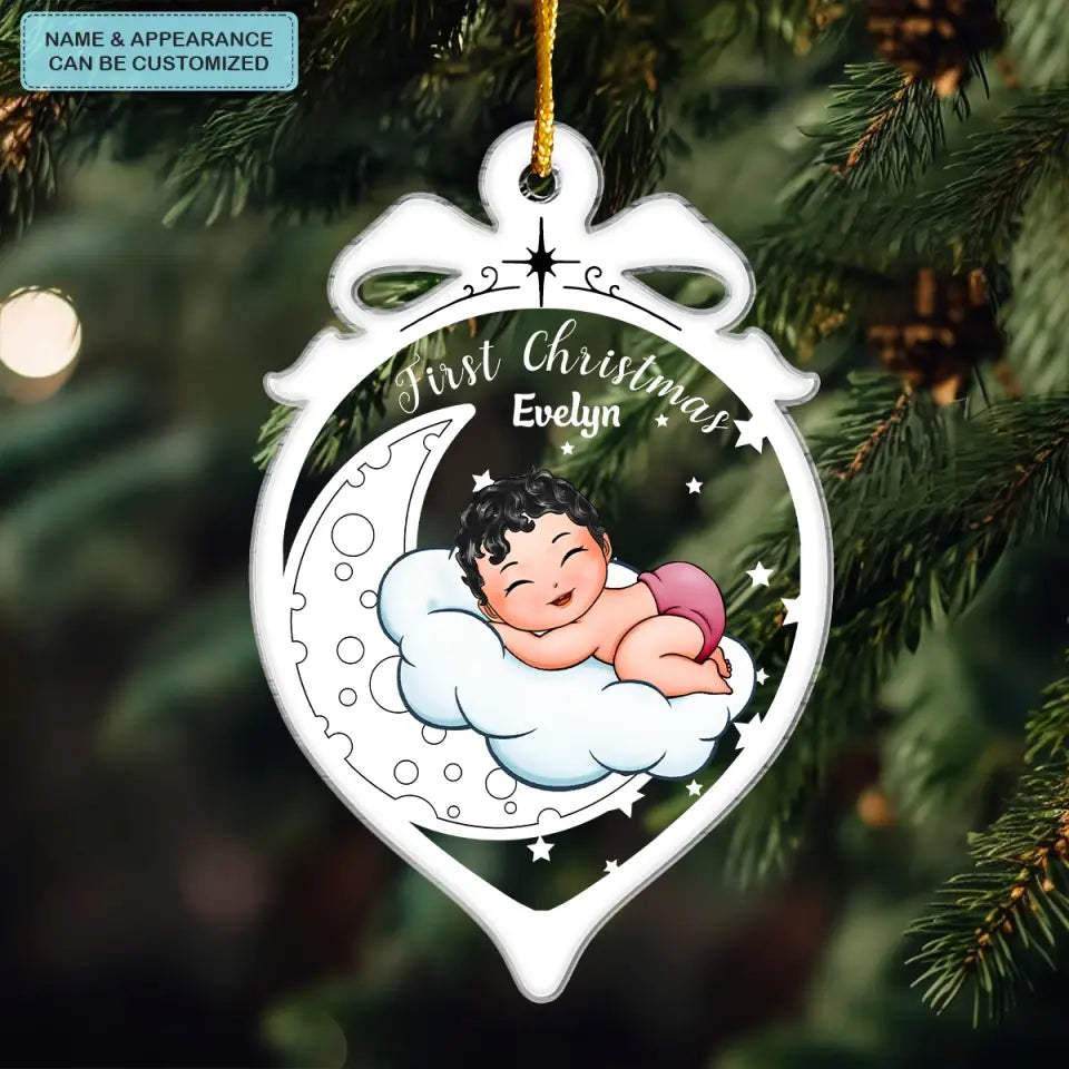 Baby First Christmas Ornament - Personalized Custom Mica Ornament - First Christmas Gift For Baby
