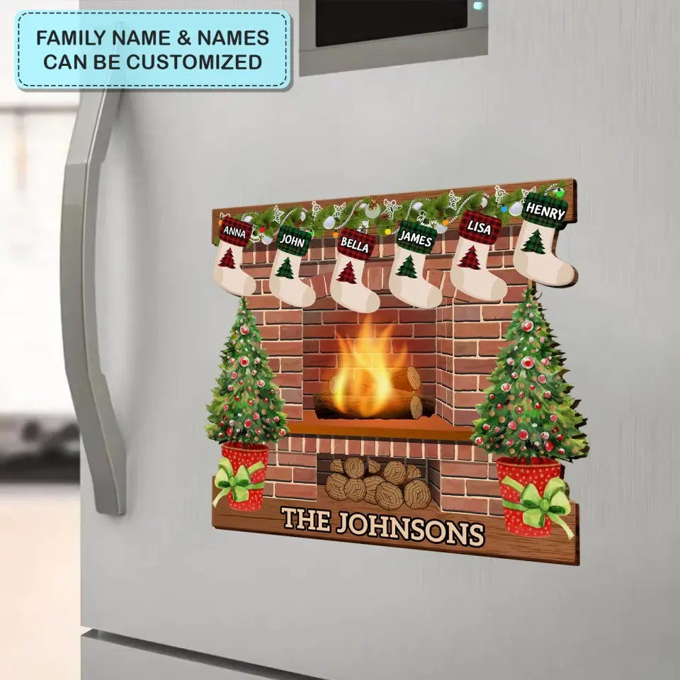 Christmas Fireplace With Family - Personalized Custom Decal - Christmas Gift For Family Members