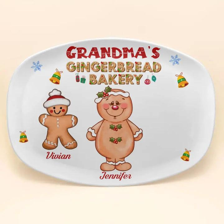 Grandma's Gingerbread Bakery - Personalized Custom Platter - Christmas Gift For Grandma, Family Members