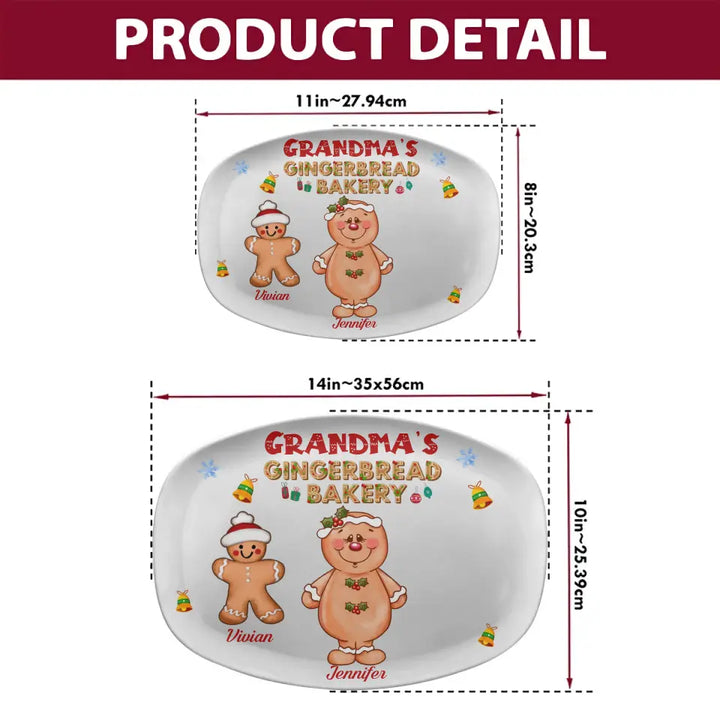 Grandma's Gingerbread Bakery - Personalized Custom Platter - Christmas Gift For Grandma, Family Members