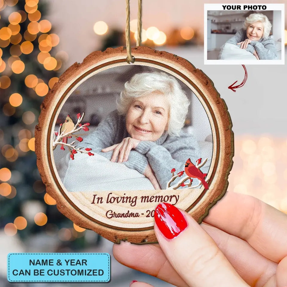 In Loving Memory Of Custom Photo - Personalized Custom Wood Ornament - Christmas, Memorial Gift For Family Members