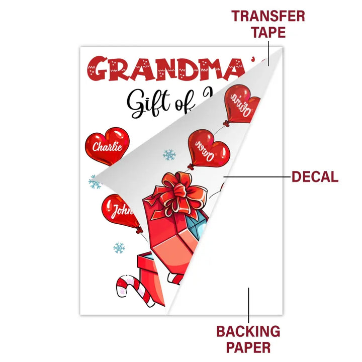 Grandma's Gift Of Love - Personalized Custom Decal - Christmas Gift For Grandma, Mom, Family Members