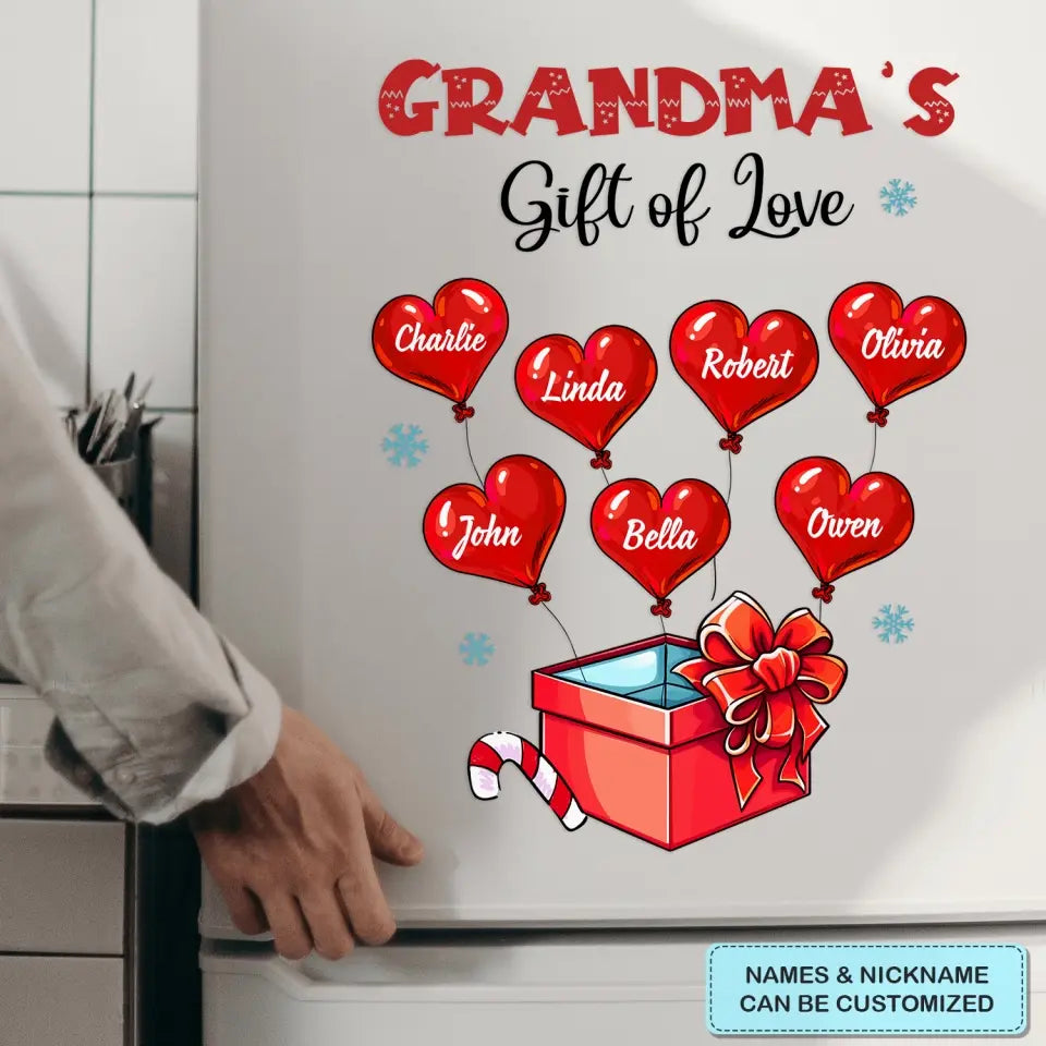 Grandma's Gift Of Love - Personalized Custom Decal - Christmas Gift For Grandma, Mom, Family Members