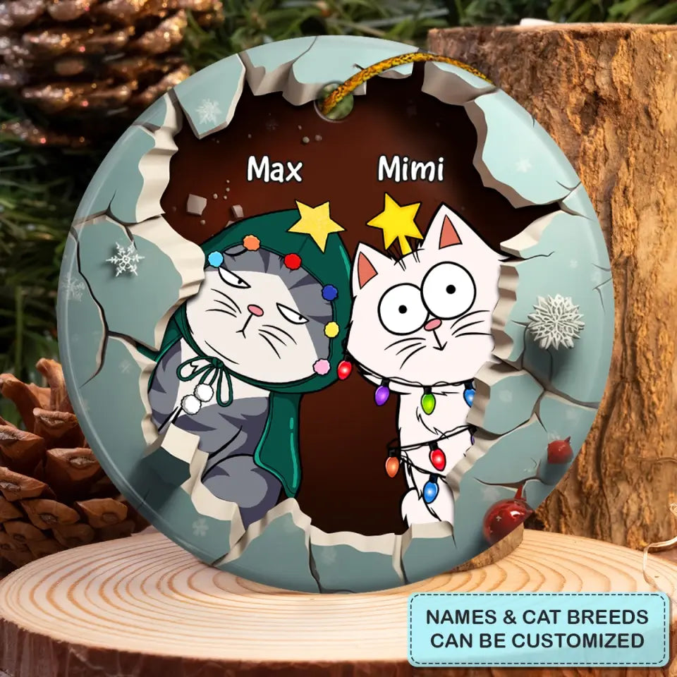 Is This Jolly Enough - Personalized Custom Ceramic Ornament - Christmas Gift For Cat Mom, Cat Dad