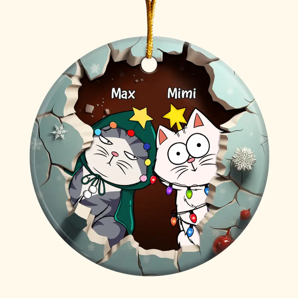 Is This Jolly Enough - Personalized Custom Ceramic Ornament - Christmas Gift For Cat Mom, Cat Dad