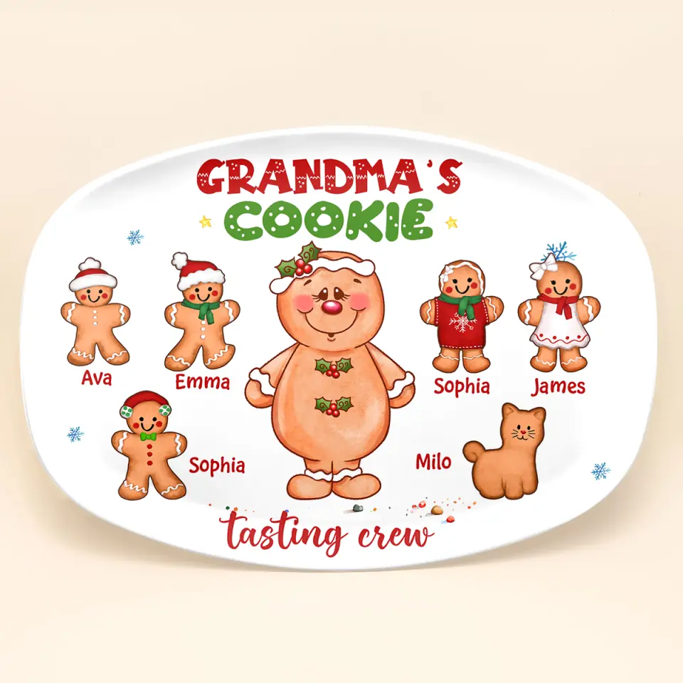 Grandma's Cookie Tasting Crew - Personalized Custom Platter - Christmas, Mother's Day Gift For Grandma, Mom, Family Members