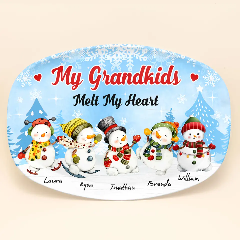 My Grandkids Melt My Heart- Personalized Custom Platter - Christmas Gift For Grandma, Mom, Family Members