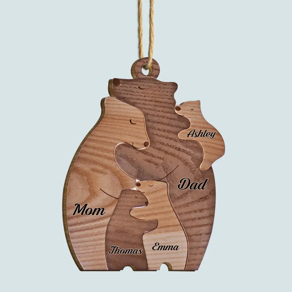 Bear Family - Personalized Custom Wood Ornament - Christmas Gift For Family Members