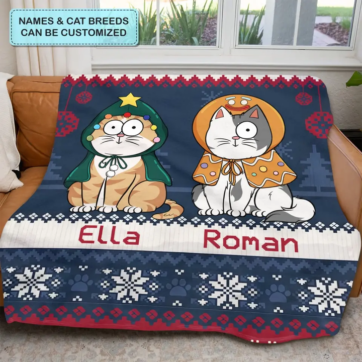 Meowy Catmas - Personalized Custom Blanket - Christmas Gift For Cat Mom, Cat Dad, Cat Lover, Cat Owner