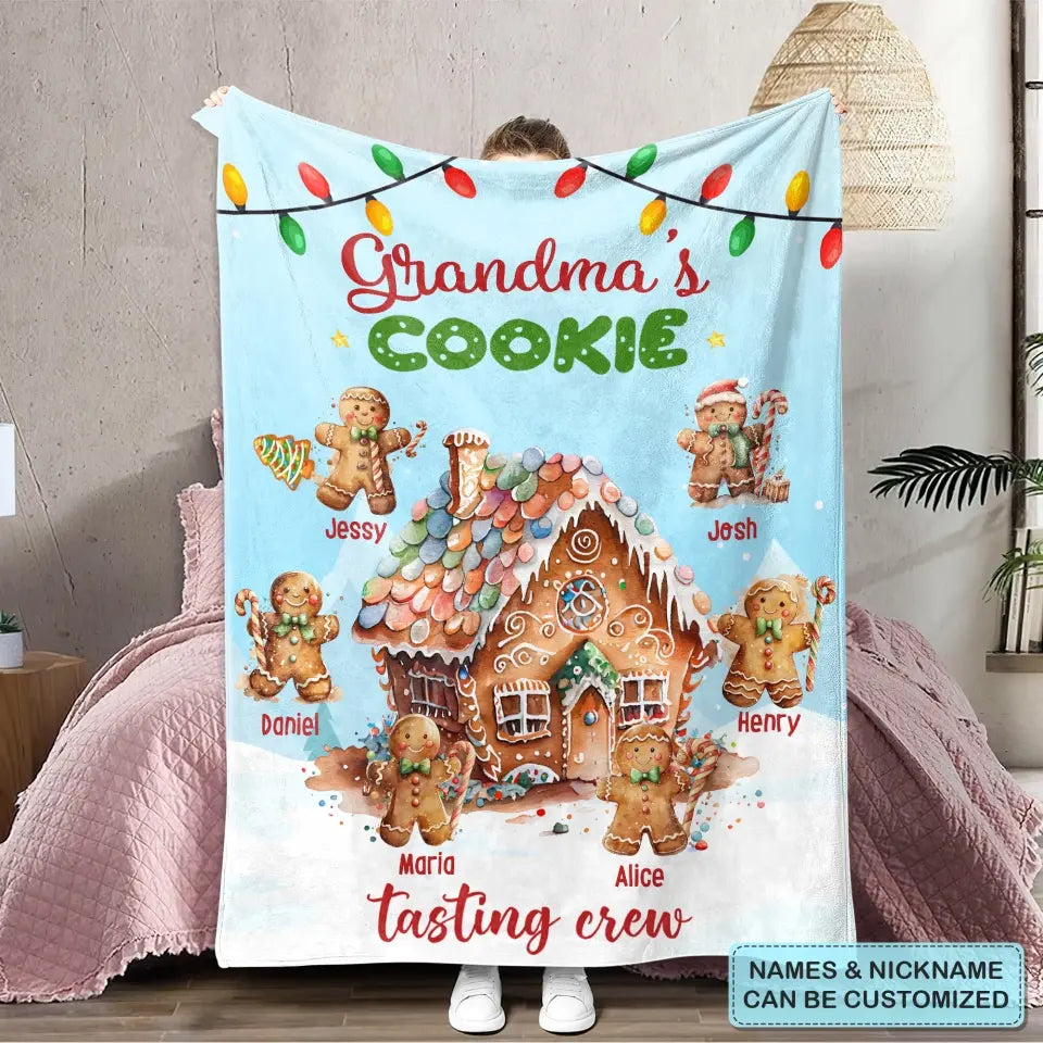 Grandma's Cookie Tasting Crew - Personalized Custom Blanket - Christmas Gift For Family Members