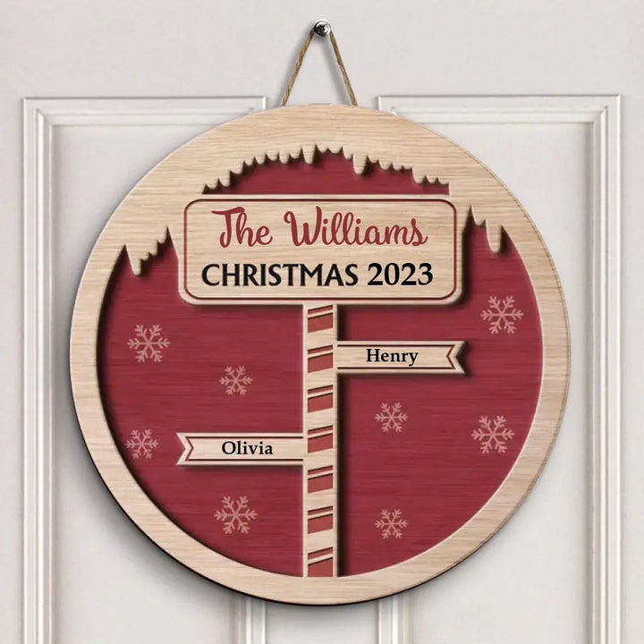 North Pole Sign - Personalized Custom Door Sign - Christmas Gift For Family Members