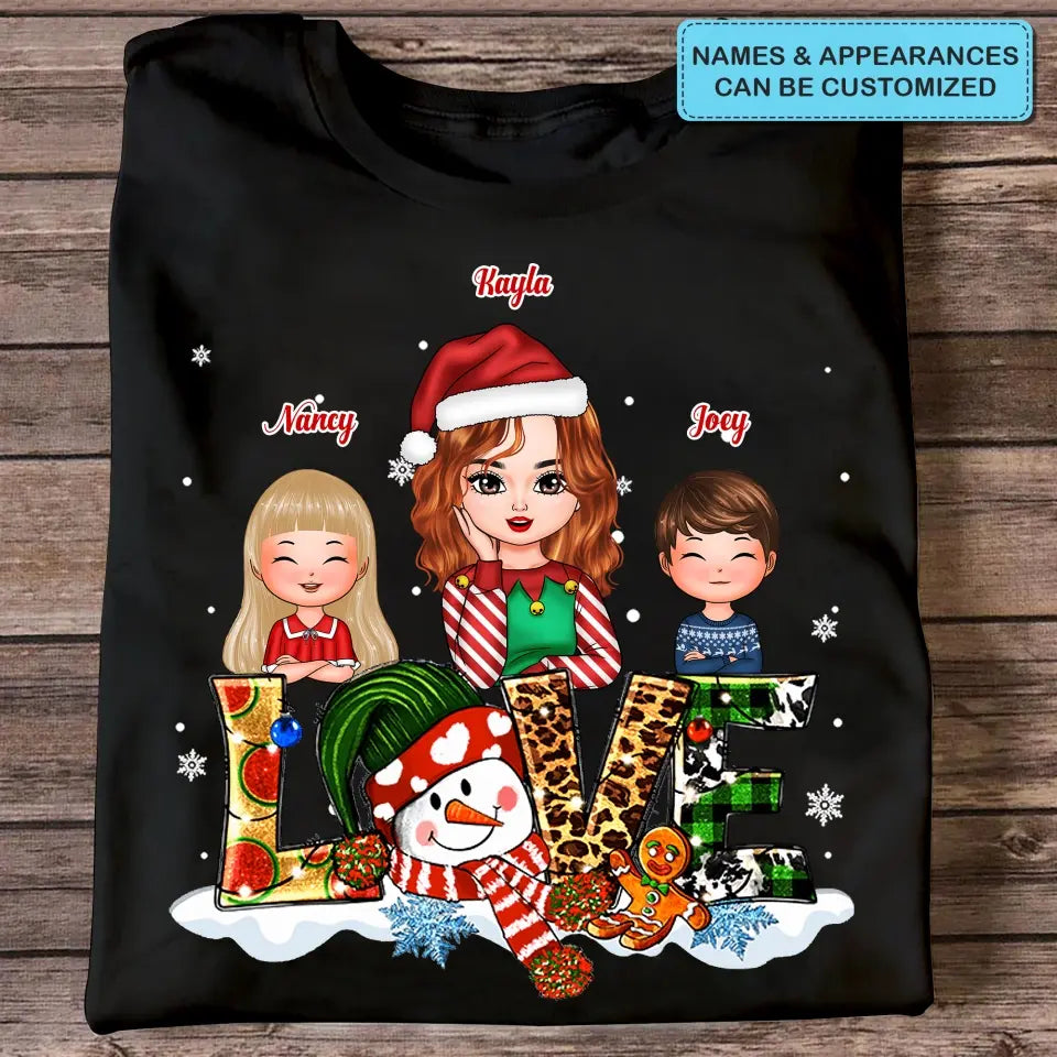 Christmas Love - Personalized Custom T-shirt - Christmas Gift For Grandma, Mom, Family Members