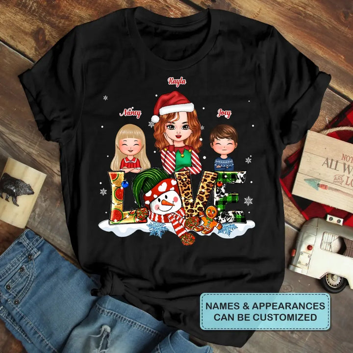 Christmas Love - Personalized Custom T-shirt - Christmas Gift For Grandma, Mom, Family Members