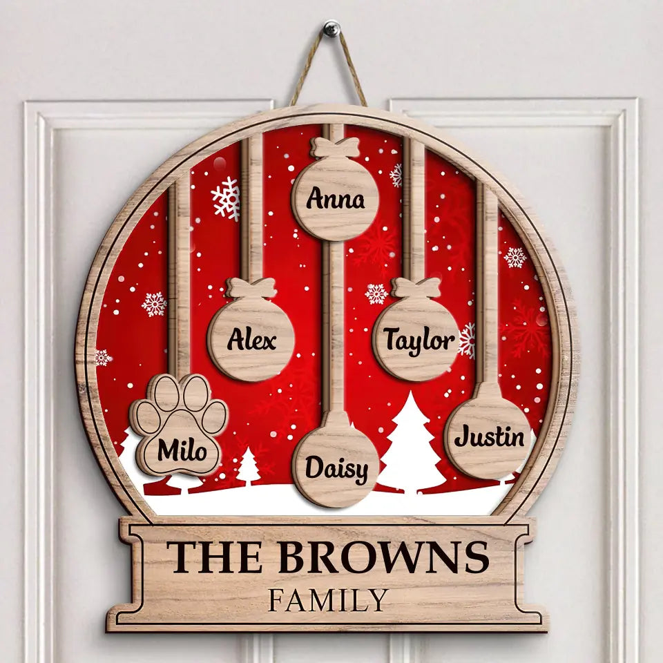 Family Christmas - Personalized Custom Door Sign - Christmas Gift For Family Members