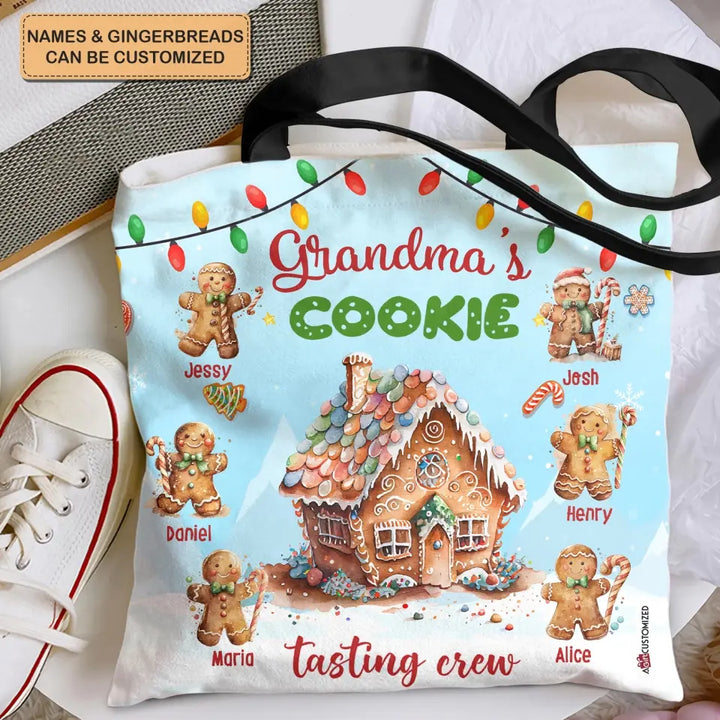 Grandma's Cookie Tasting Crew - Personalized Custom Tote Bag - Christmas Gift For Grandma, Mom, Family Members