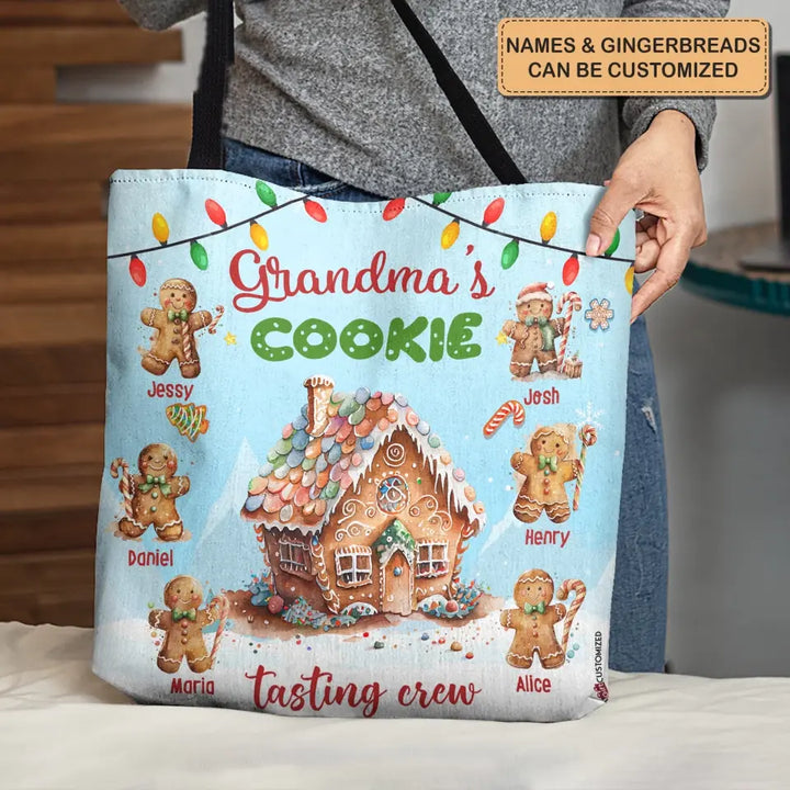 Grandma's Cookie Tasting Crew - Personalized Custom Tote Bag - Christmas Gift For Grandma, Mom, Family Members