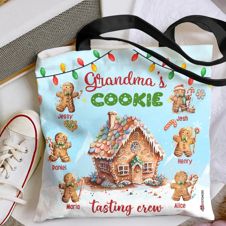 Grandma's Cookie Tasting Crew - Personalized Custom Tote Bag - Christmas Gift For Grandma, Mom, Family Members