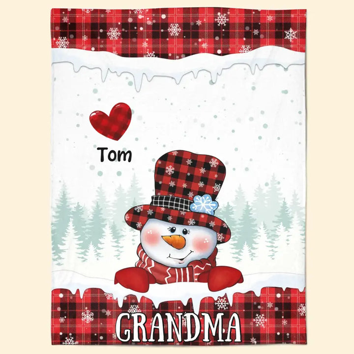 Christmas Snowman Nana - Personalized Custom Blanket - Christmas Gift For Grandma, Mom, Family Members