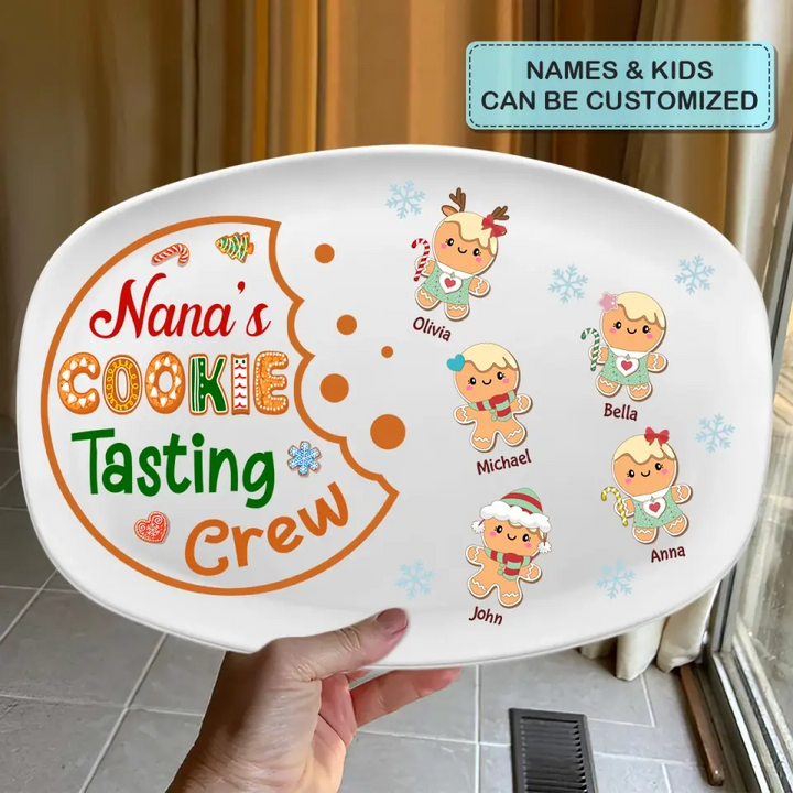 Nana's Cookie Tasting Crew - Personalized Custom Platter - Christmas Gift For Grandma, Mom, Family Members