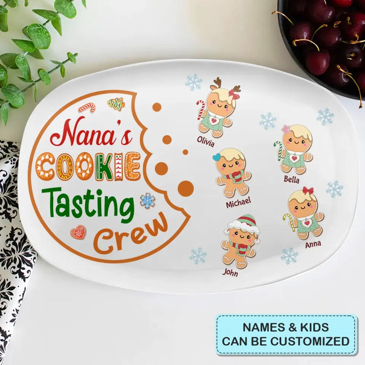 Nana's Cookie Tasting Crew - Personalized Custom Platter - Christmas Gift For Grandma, Mom, Family Members