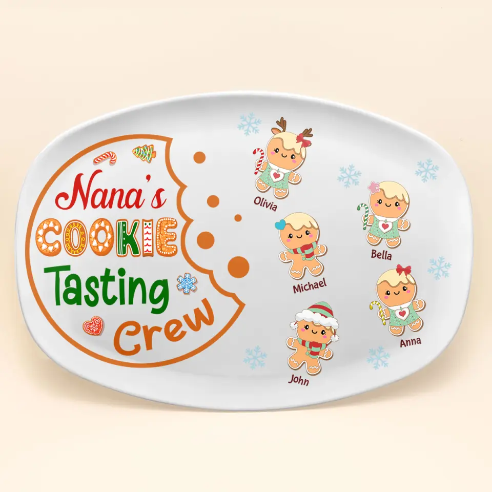 Nana's Cookie Tasting Crew - Personalized Custom Platter - Christmas Gift For Grandma, Mom, Family Members