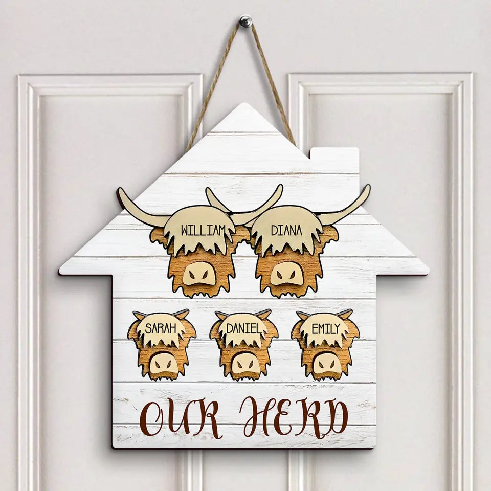 Our Herd - Personalized Custom Door Sign - Christmas Gift For Grandma, Mom, Dad, Grandpa, Family Members