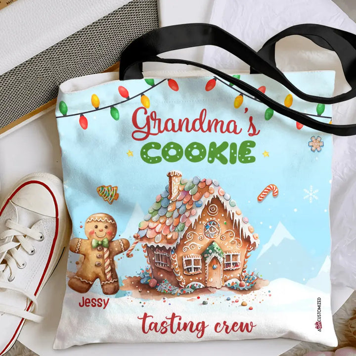 Grandma's Cookie Tasting Crew - Personalized Custom Tote Bag - Christmas Gift For Grandma, Mom, Family Members