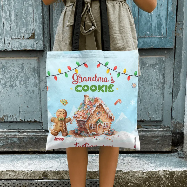 Grandma's Cookie Tasting Crew - Personalized Custom Tote Bag - Christmas Gift For Grandma, Mom, Family Members