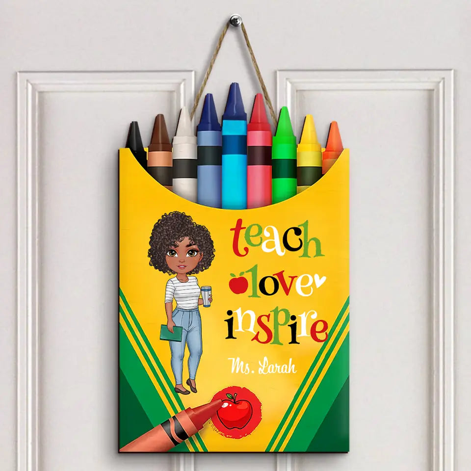 Teach Love Inspire - Personalized Custom Door Sign - Teacher's Day, Appreciation Gift For Teacher
