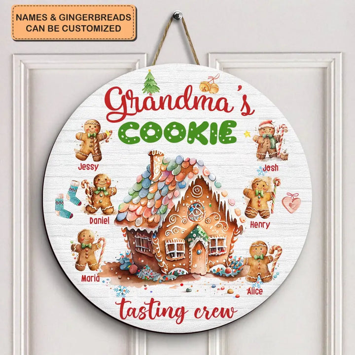 Grandma's Cookie Tasting Crew - Personalized Custom Door Sign - Christmas Gift For Family Members