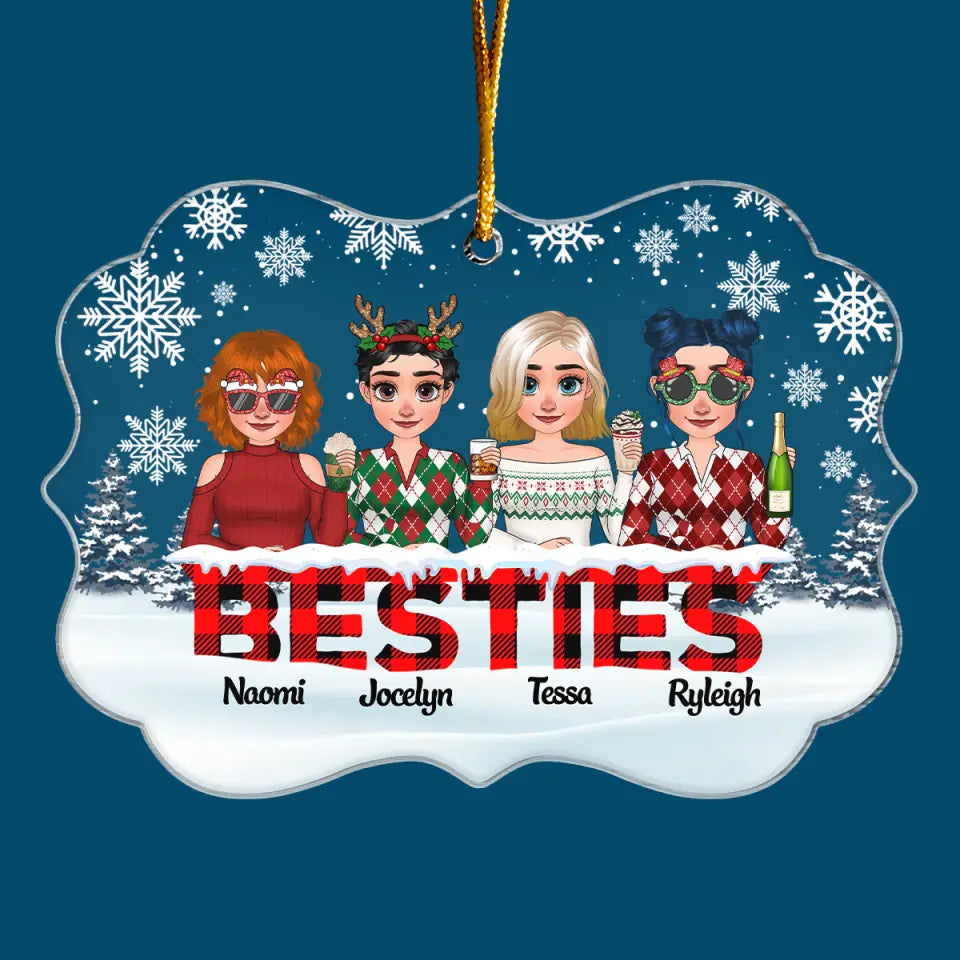 Besties Forever - Personalized Custom Mica Ornament - Christmas Gift For Friends, Sisters