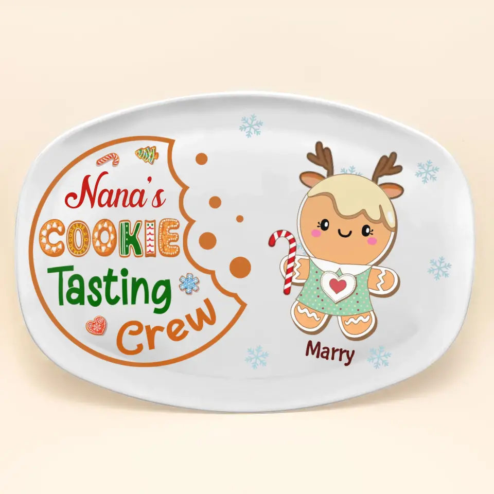 Nana's Cookie Tasting Crew - Personalized Custom Platter - Christmas Gift For Grandma, Mom, Family Members