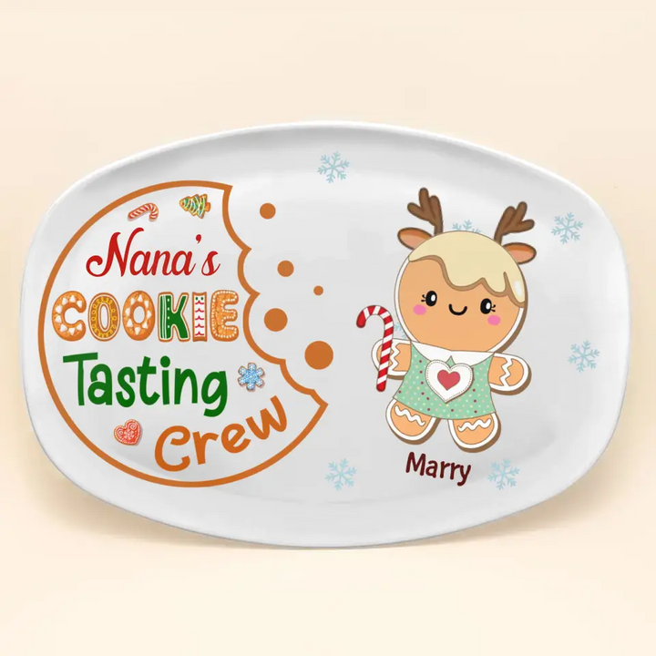 Nana's Cookie Tasting Crew - Personalized Custom Platter - Christmas Gift For Grandma, Mom, Family Members