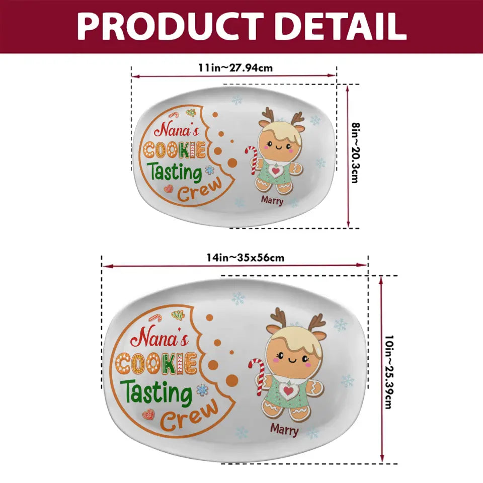 Nana's Cookie Tasting Crew - Personalized Custom Platter - Christmas Gift For Grandma, Mom, Family Members
