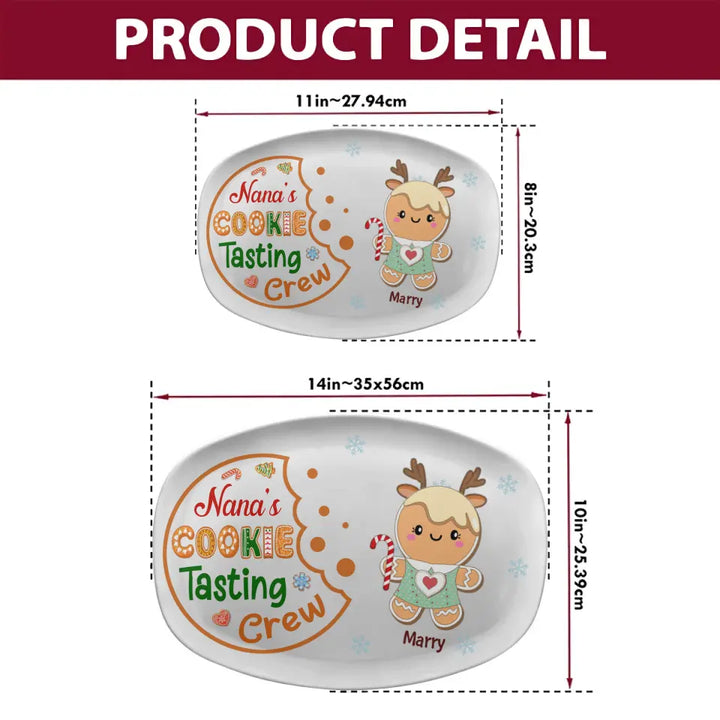 Nana's Cookie Tasting Crew - Personalized Custom Platter - Christmas Gift For Grandma, Mom, Family Members