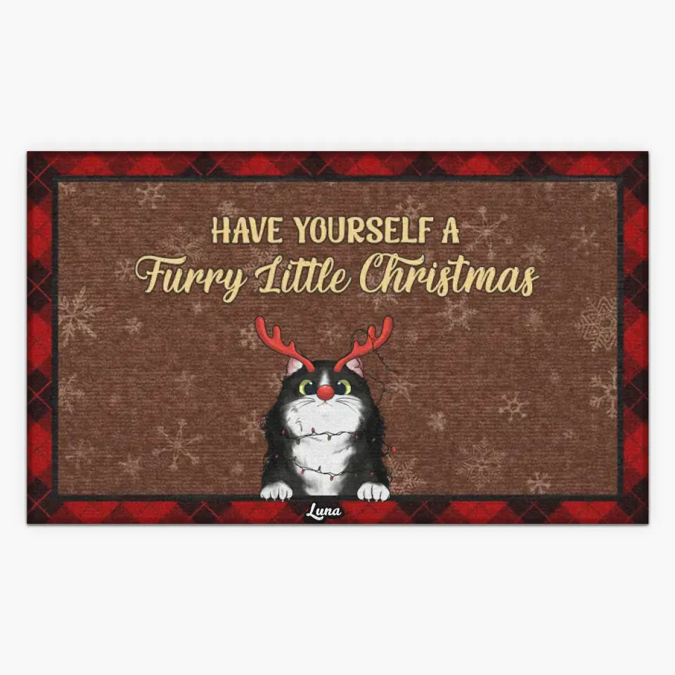 Have Yourself A Furry Little Christmas - Personalized Custom Doormat - Chrismast Gift For Cat Mom, Cat Dad, Cat Lover, Cat Owner