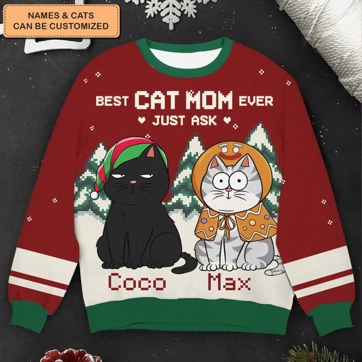 Best Cat Dad Ever - Personalized Custom Ugly Sweater - Chrismast Gift For Cat Mom, Cat Dad, Cat Lover, Cat Owner