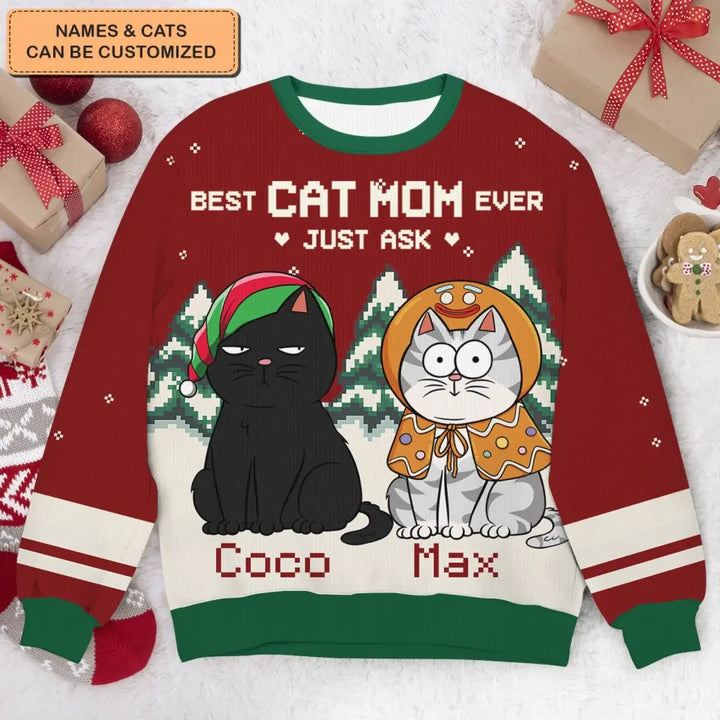 Best Cat Dad Ever - Personalized Custom Ugly Sweater - Chrismast Gift For Cat Mom, Cat Dad, Cat Lover, Cat Owner