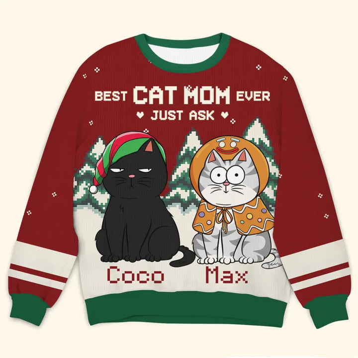 Best Cat Dad Ever - Personalized Custom Ugly Sweater - Chrismast Gift For Cat Mom, Cat Dad, Cat Lover, Cat Owner