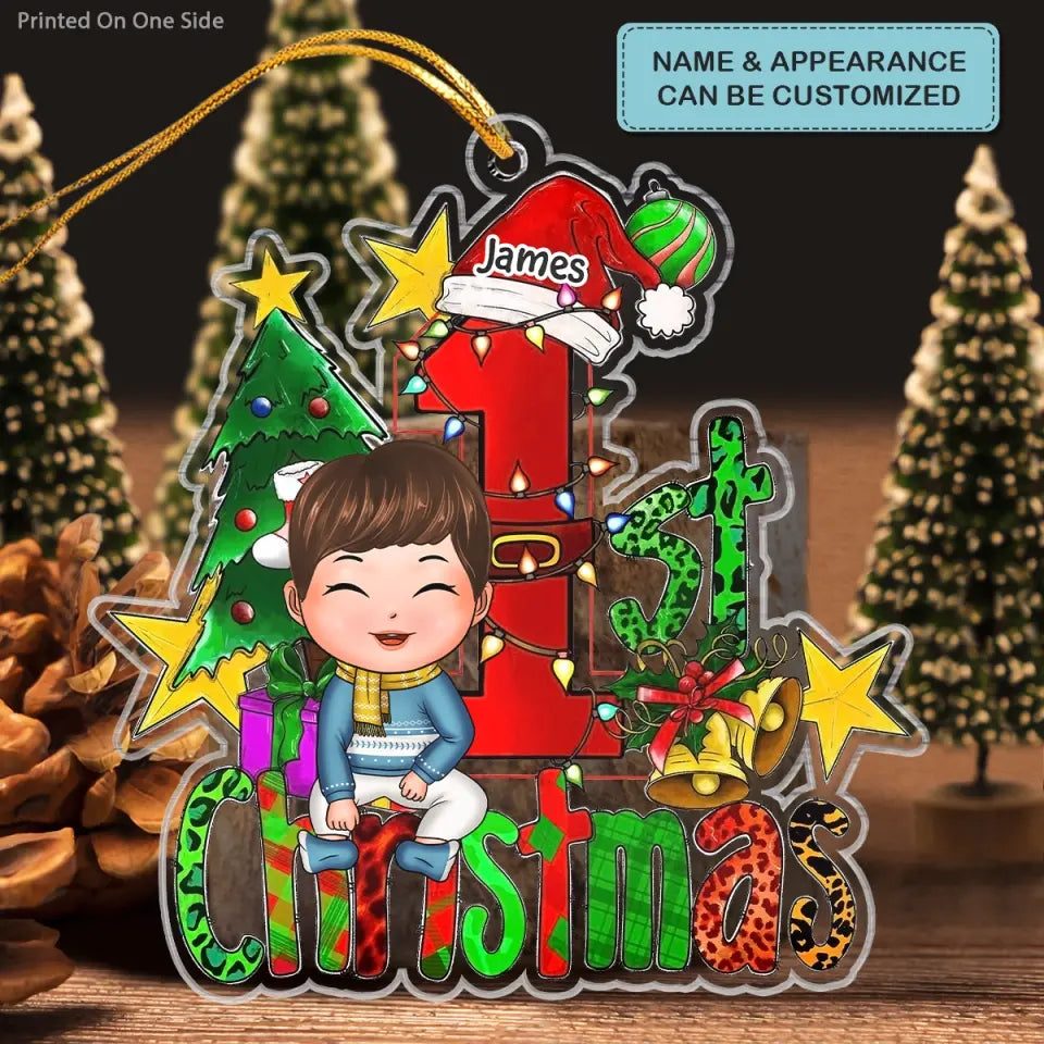 My First Christmas - Personalized Custom Mica Ornament - Christmas Gift For Family Members