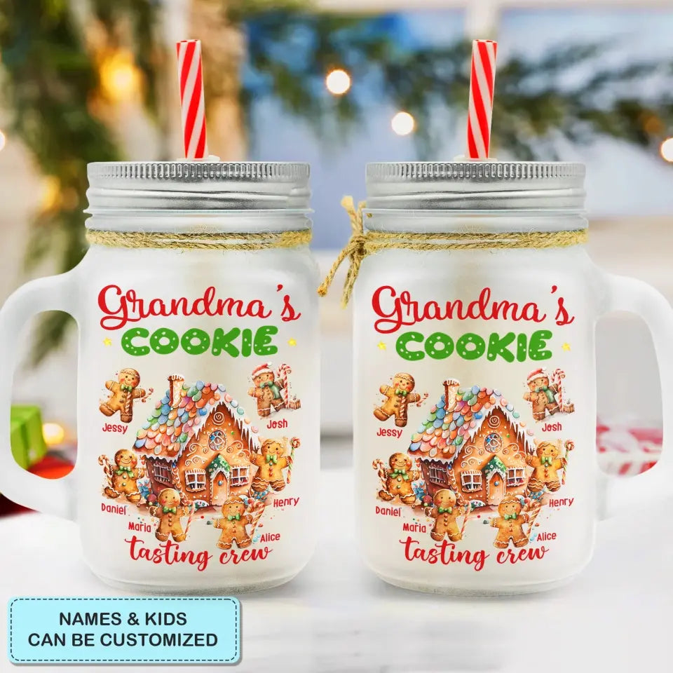Grandma's Cookie Tasting Crew - Personalized Custom Mason Jar - Christmas Gift For Grandma, Mom, Family Members