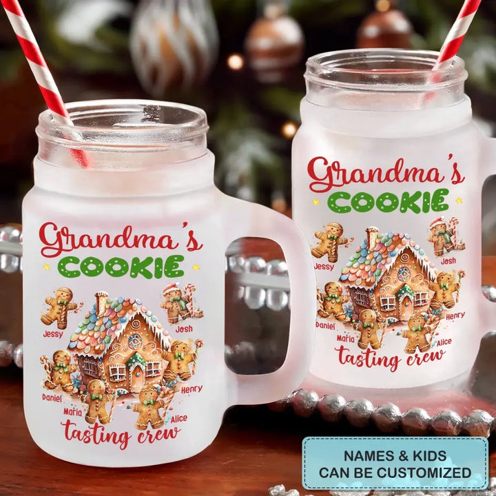Grandma's Cookie Tasting Crew - Personalized Custom Mason Jar - Christmas Gift For Grandma, Mom, Family Members