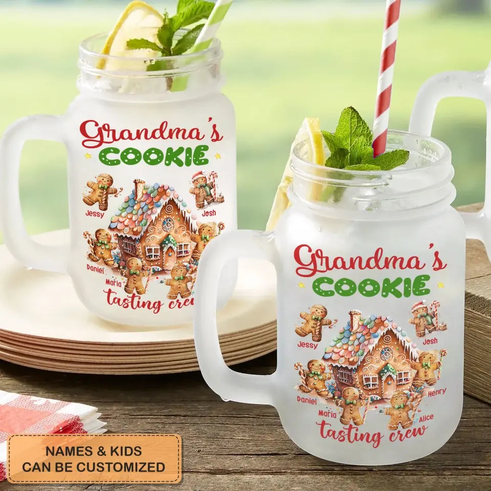 Grandma's Cookie Tasting Crew - Personalized Custom Mason Jar - Christmas Gift For Grandma, Mom, Family Members