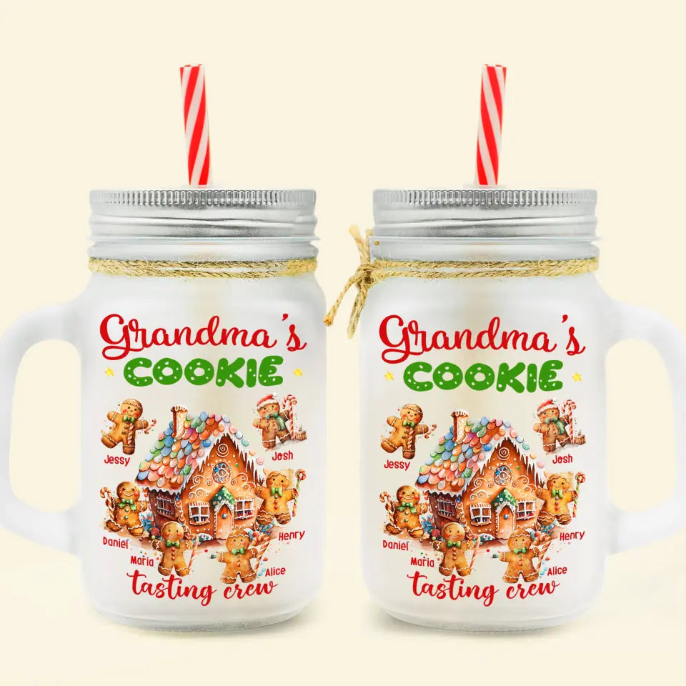 Grandma's Cookie Tasting Crew - Personalized Custom Mason Jar - Christmas Gift For Grandma, Mom, Family Members