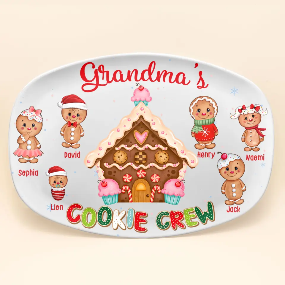 Grandma's Cookie Crew - Personalized Custom Platter - Christmas, Mother's Day Gift For Grandma, Mom, Family Members
