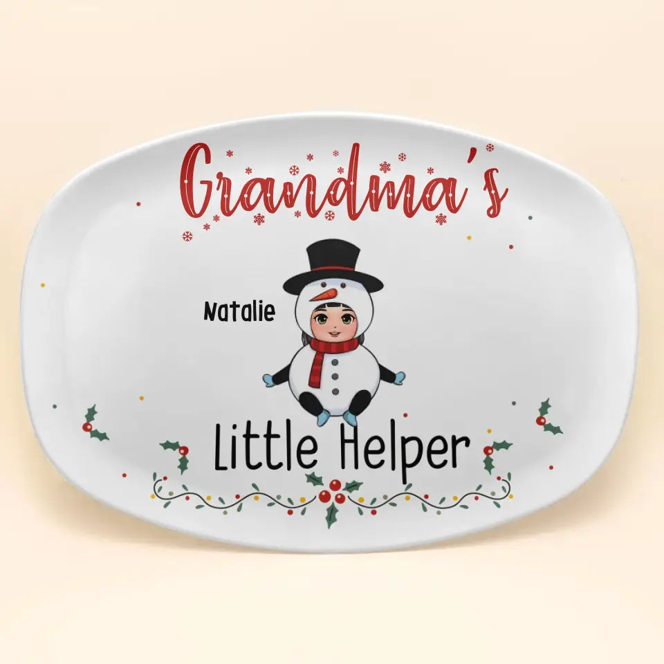 Grandma Little Helpers - Personalized Custom Platter - Christmas Gift For Grandma, Family Members
